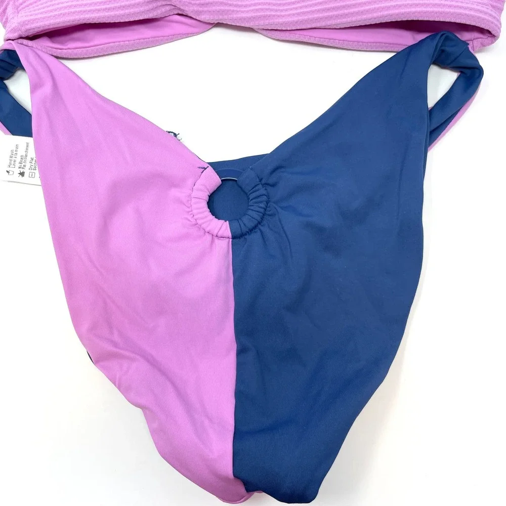 L*SPACE Rib Fisher Mercury Bikini Set In Indigo Rosebud Size Small New